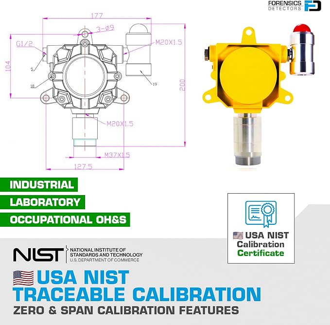 Hydrogen Gas Detector for Battery Room Monitoring by Forensics | Wall Mount - Image 3