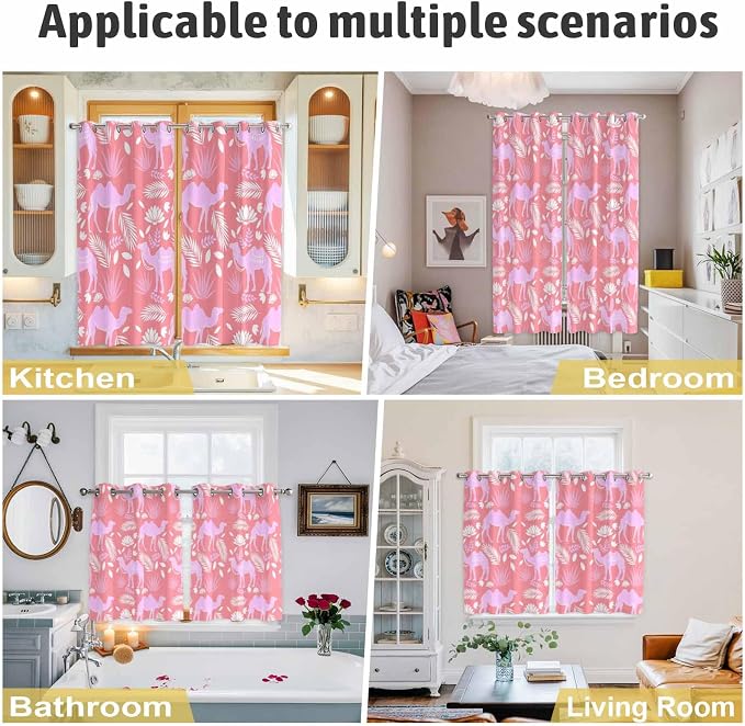 2 Panel Kitchen Cafe Curtains, Desert Camel Sunlight Filtering Nature Air - Image 6