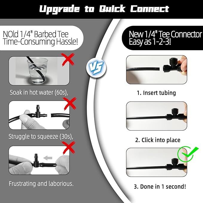 45 Pack Quick Connect 1/4" Drip Tubing Irrigation Fittings Kit Universal 1/4'' - Image 3