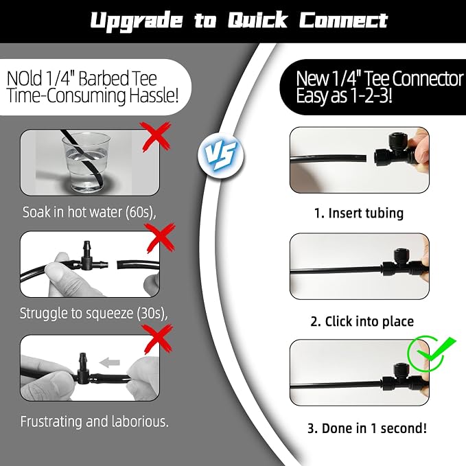 20 Pack Quick Connect 1/4" Drip Irrigation Tee Connectors, Universal Tee Fitting - Image 2