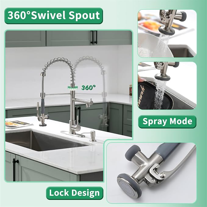 Fapully Commercial Pull Down Kitchen Sink Faucet - Image 3