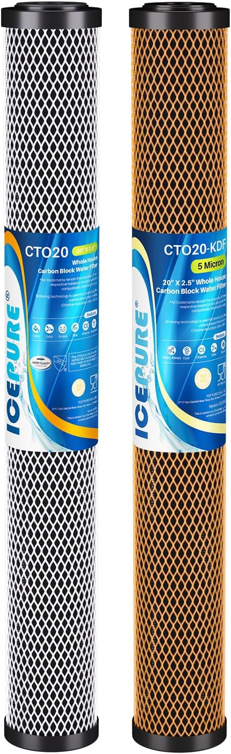 ICEPURE 20" x 2.5" Whole House CTO Carbon Water Filter Cartridge, 2-Stage by ICEPURE