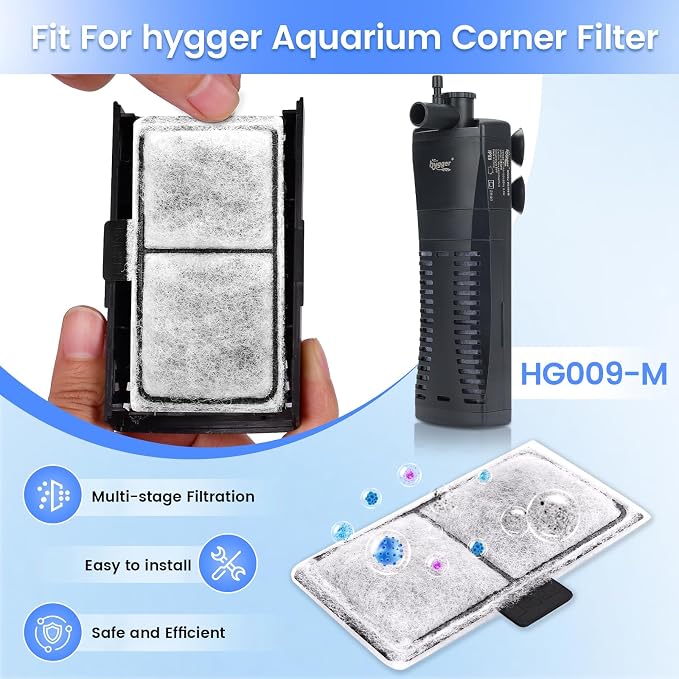 hygger HG009 Aquarium Filter Replacement Carbon Filter Cartridges 4 Pcs - Image 2