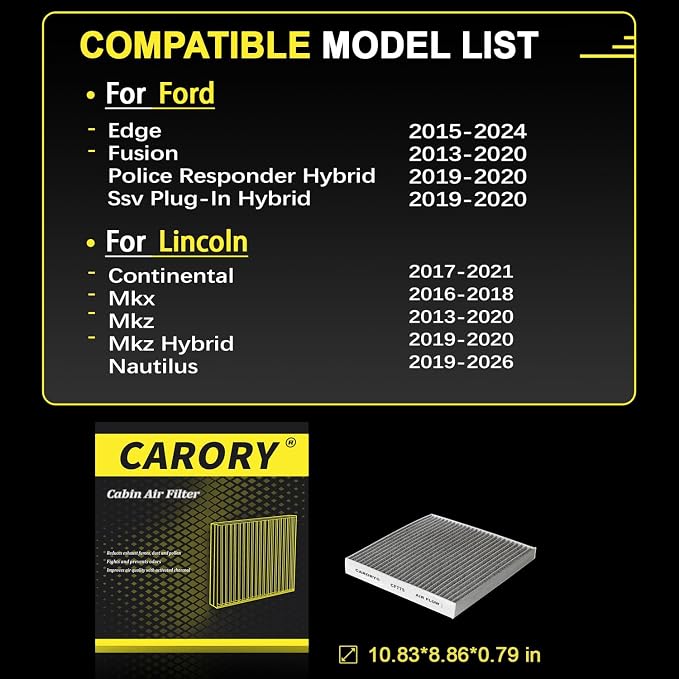 CARORY Cabin Air Filter w/Activated Carbon - Image 3