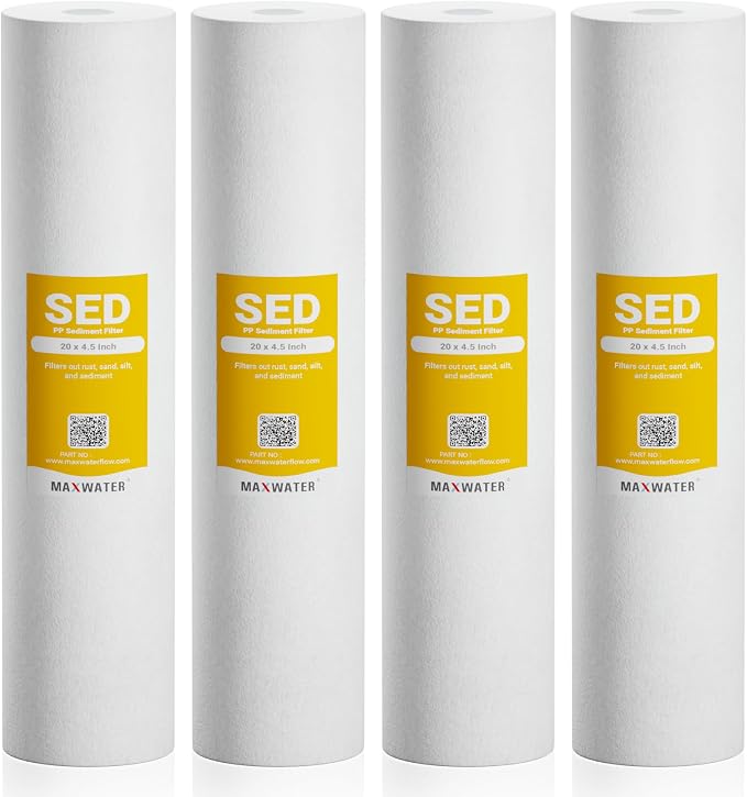 Max Water 10 Micron 20 x 4.5 Sediment Filter 20 inch Whole House BB Water by MaxWater