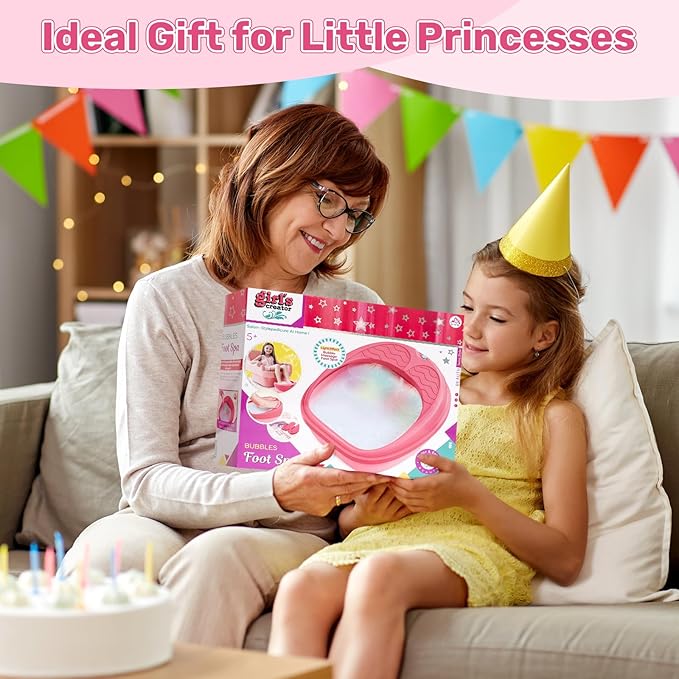 Kids Foot Spa & Nail Art Kit for Kids 4-12 – All-in-1 Foot Spa Set with Colorful Lights & Manicure Set – Fun Girls Spa Kit for Parties & Christmas Birthday Gifts for 6 8 9 10-12 Year Old Girls