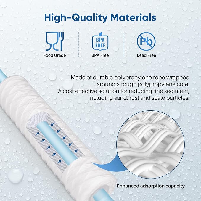 PUREPLUS 10 Micron 10"x2.5" Whole House String Wound Sediment Filter - Image 7