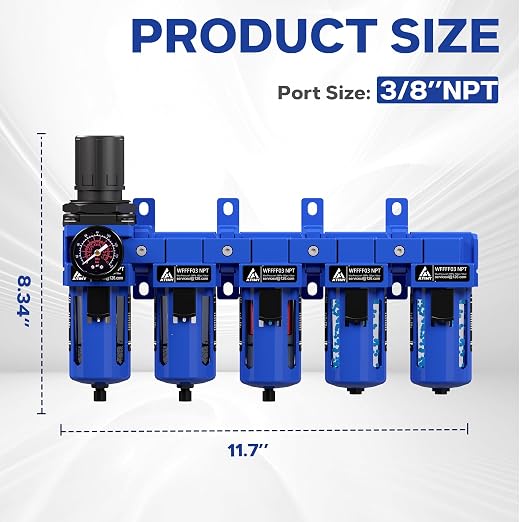 3/8'' NPT 5 Stage Air Drying System, 5 &0.5 &0.01 Micron Filter Cartridge - Image 2