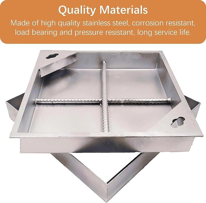 12x12 in Invisible Stainless Steel Manhole Cover and Frame - Image 3