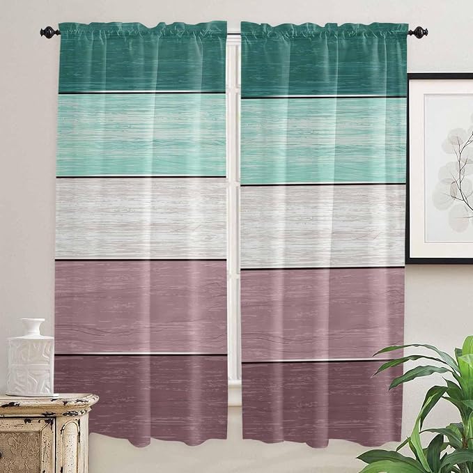 Retro Farm Woodcuts Texture Window Valance Curtains, 2 Panel - Image 7