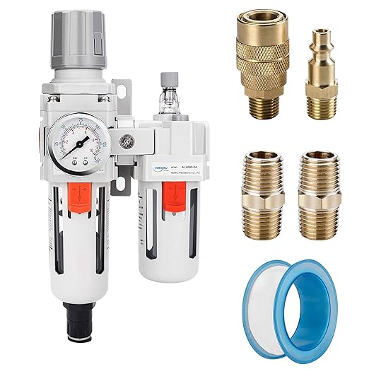 NANPU 1/2" NPT Auto-Drain Air Filter Regulator Lubricator Combo Water/Oil Trap by NANPU