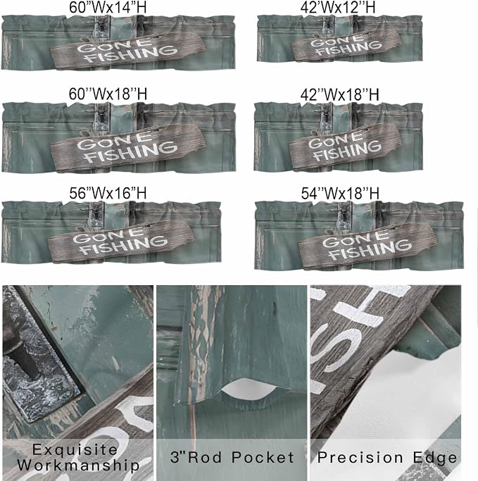 Gone Fishing Valances for Windows, Bronze Wood Grain Kitchen Valance Light - Image 9