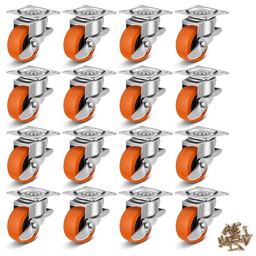 2 Inch Caster Wheels, Casters Set of 16, Heavy Duty Caster by BOSGEOT