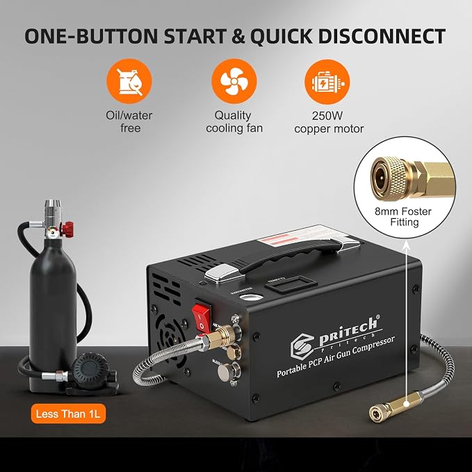 TW03 PCP Air Compressor, Portable 4500Psi/30Mpa, Water/Oil-Free, PCP - Image 3