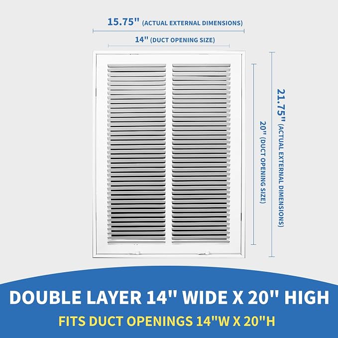 14x20 Return Air Grille, Return Air Vent Cover - Image 2