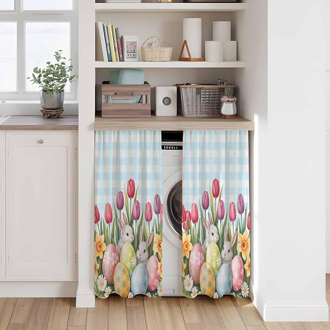 Easter Kitchen Curtains 54 Inch Long 2 Panel Set, Rod Pocket Window Curtains - Image 7