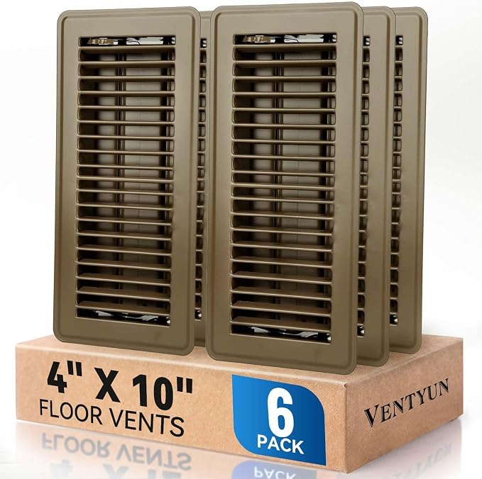 4" x 10" Floor Register Vent Covers 6-Pack, Walkable Powder-Coated Metal Vent by VENTYUN