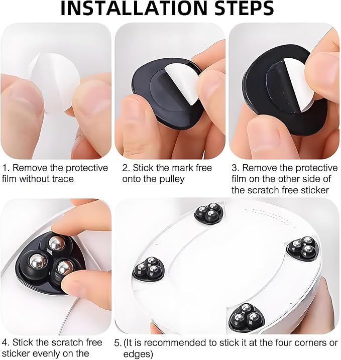 Appliance Slider, 8 Pack Self Adhesive Mini Caster Wheels, Appliance Rollers - Image 7