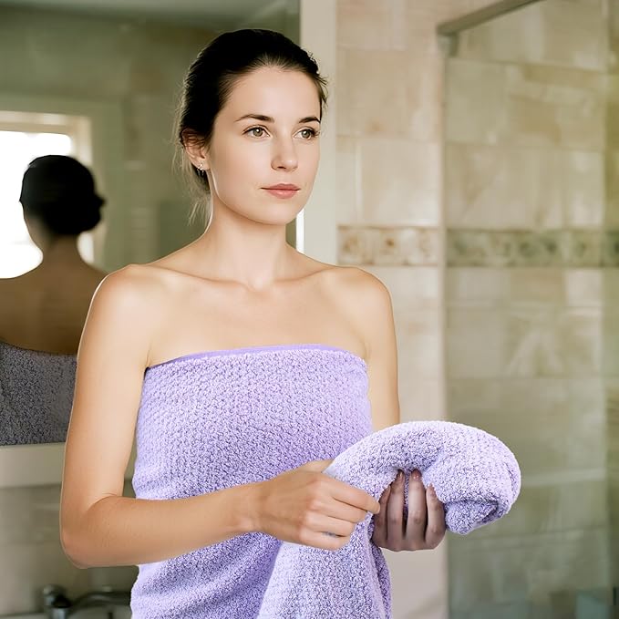 Everplush Diamond Collection Oversized Bath Towel – 1 Pieces, Super Soft & Highly Absorbent, Quick-Drying, Extra Large & Thick. Perfect for Bathroom, Pool, Swimming Use (Lavender, 30" x 56" 1PK)