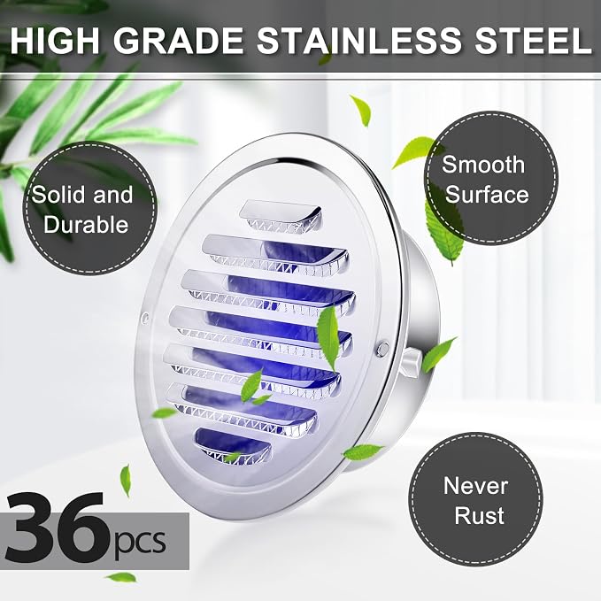 Zonon 36 Pcs Stainless Steel Soffit Vents 4 Inch Round Dryer Vent Cover - Image 4
