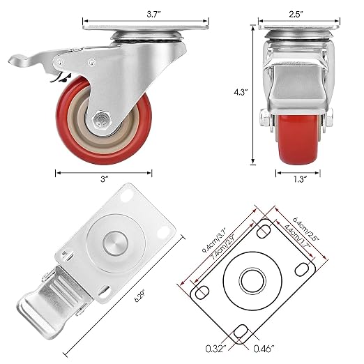 3 Inch Industrial Heavy Duty Swivel Caster Wheels - Image 4