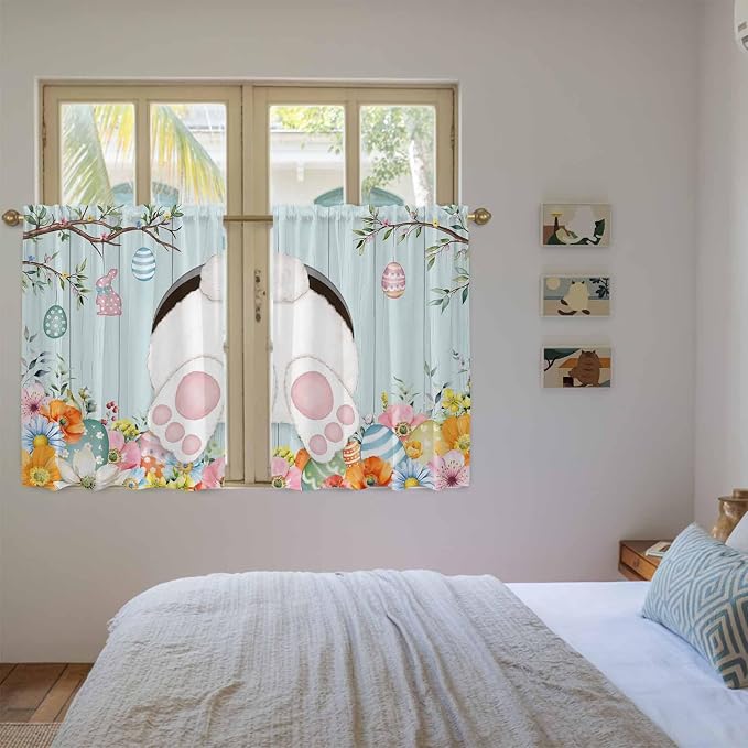 Easter Bunny Kitchen Curtains 54 Inch Long 2 Panel Set, Rod Pocket Window - Image 4