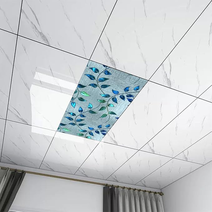 2 Pack Fluorescent Light Covers 4 X 2 Feet Blue Leaves Magnetic Light Cover - Image 7