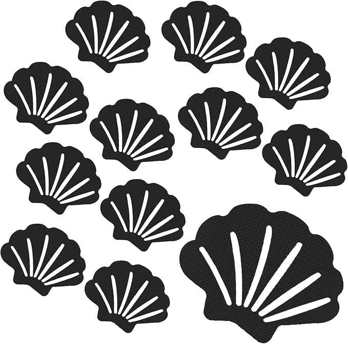Bathtub Stickers Non Slip, Shell Shaped Tubs Safety Shower Treads, Adhesive Sticker for Bathroom Bathtub, Shower Floor,Black(30Pcs)