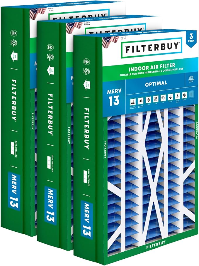 Filterbuy 14.5x27x5 Air Filter MERV 13 Optimal Smoke & Allergy Defense by Filterbuy