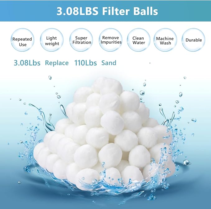 3.08 lbs Pool Filter Balls for Sand Filter Pump, Dry Filter Sand Balls - Image 2