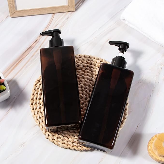 Shower Pump Bottles, Yebeauty 3pcs 17oz 500ml Empty Refillable Shampoo and Conditioner Dispenser Lotion Soap Dispenser Liquid Container Plastic Soap Dispenser for Body Wash, Amber