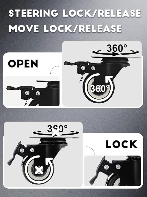 2 Inch Caster Wheels Set of 28 Heavy Duty Casters, - Image 5