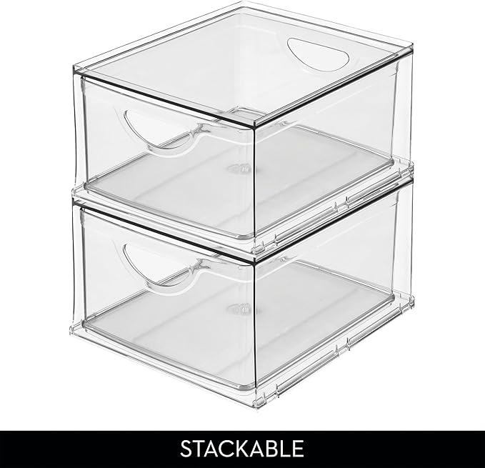 iDesign Clear Plastic Storage Drawer, Stackable Organizer for Bathroom Counter, Vanity, or Under-Sink