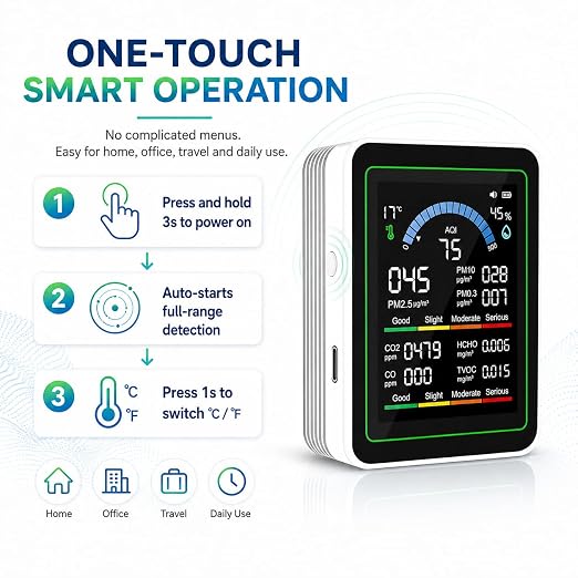 Upgraded 10-in-1 Smart Air Quality Monitor – Professional Indoor Air Test Kit - Image 5