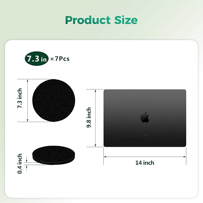 Fiber Cotton Activated Charcoal Compost Filters -7 Pack 7.3 Inch Round Odor - Image 2