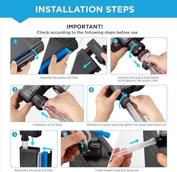 Internal Fish Tank Filter with 9W UV Light, Adjustable Water Flow Submersible - Image 5