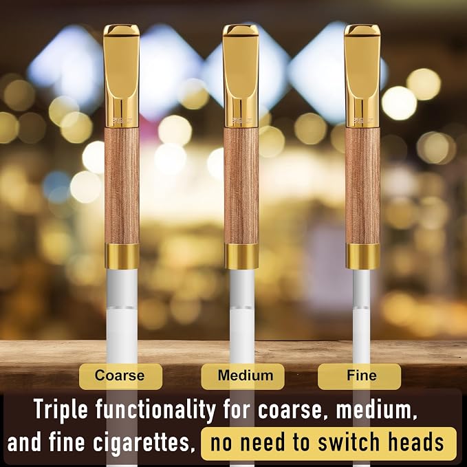 Reusable Washable Cigarette Filter Tips Mouthpiece Handcrafted Solid Wood Metal - Image 2