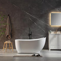 Empava Update Acrylic Whirlpool Bathtub, 59 Inch Acrylic Freestanding Jetted Tub, Hydromassage Gracefully Oval Shaped with 16 Hydromassage Jets with Lumbar and Neck Support, Black Pillow, No faucet