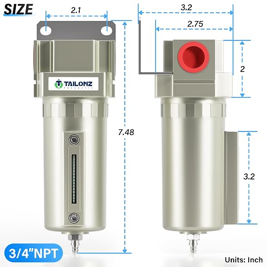 TAILONZ PNEUMATIC 3/4" NPT Industrial Grade Heavy Duty Particulate Air Filter - Image 2
