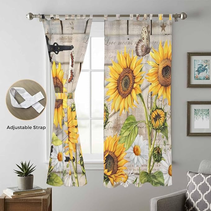 Farm Flowers Living Room Curtains 84 Inch Length, Window Curtains Tab Top - Image 5