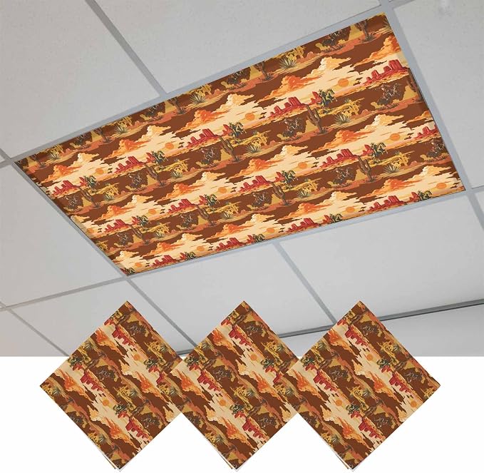 Tropical Plant Cactus Fluorescent Light Covers 3 Pack Western Cowboy Horse by Unknown