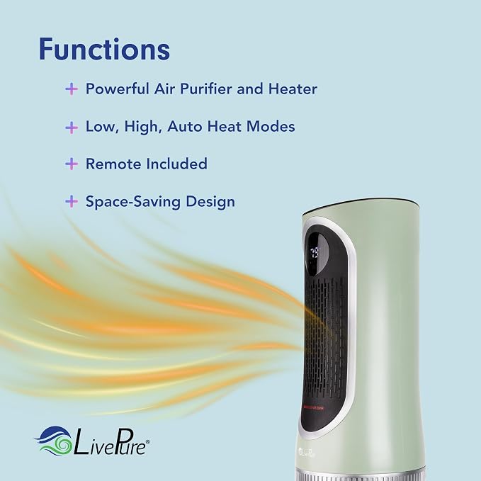 LivePure 3-in-1 LP500 Clean Heat Air Purifier & Electric Heater – Oscillating - Image 3