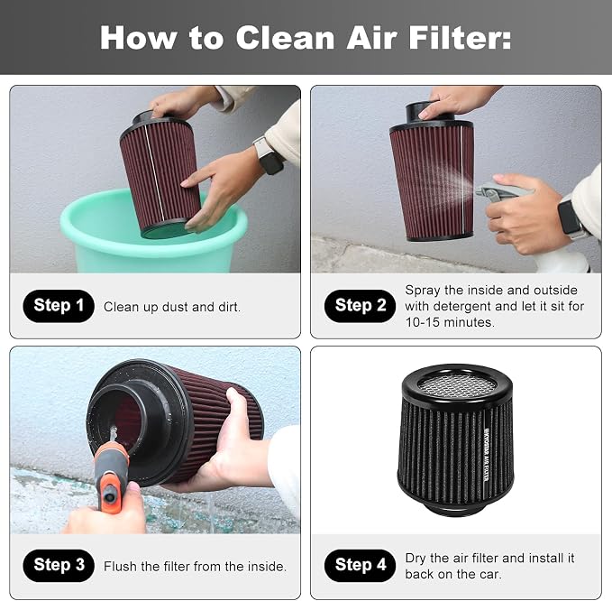 KYOSTAR Universal 3" High-Flow Air Filter, Reusable Cone Cold Air Intake - Image 5