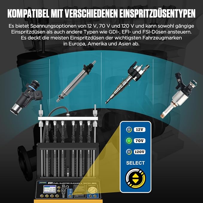 AUTOOL Automotive 6-Cylinder 110V GDI Fuel Injector Cleaning Machine, EFI Fuel - Image 3