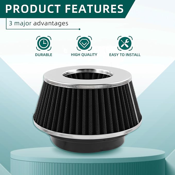 AUTOKAY Universal Clamp-On Air Filter Round Reverse Tapered Washable Filter 3 - Image 5