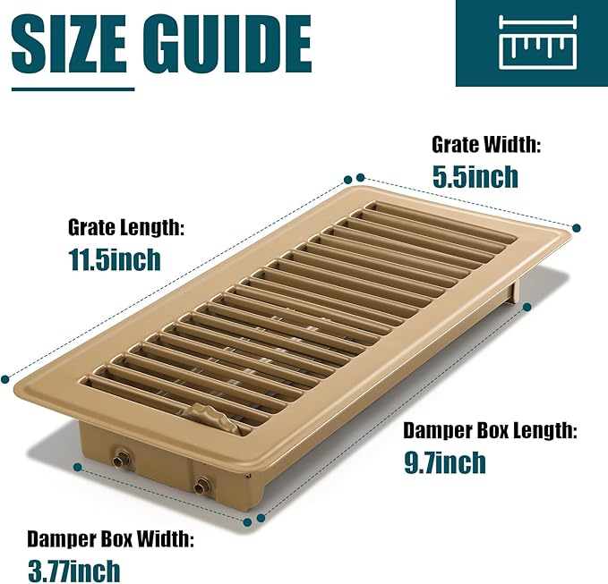 VOISEN Floor Register 4x10, 2 Pack Brown Floor Vent Covers, Heavy Duty Steel - Image 3