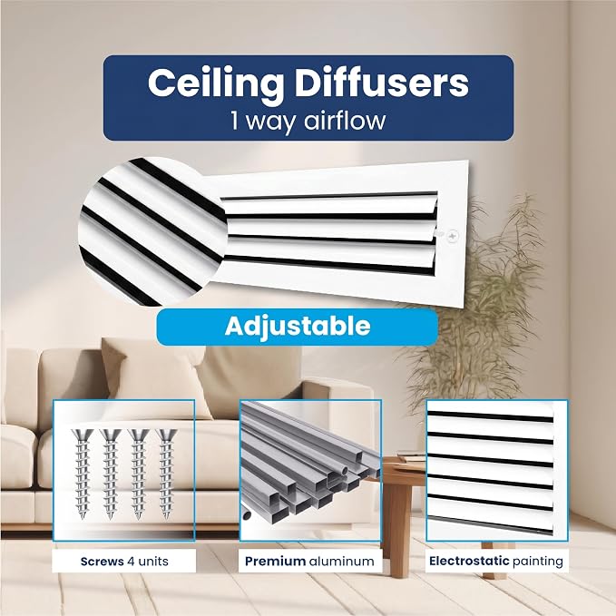 4x12 Aluminum HVAC Vent Cover Wall or Ceiling Register 1-Way Air Flow - Image 4