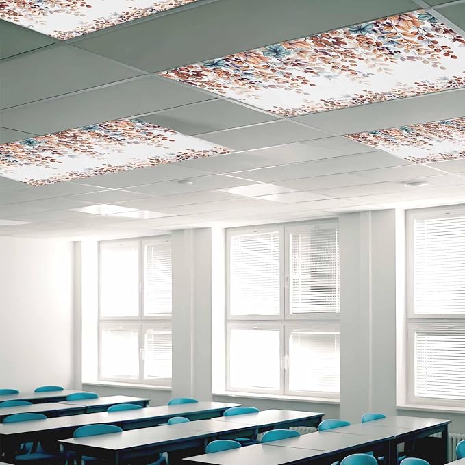 2 Pack Fluorescent Light Cover for Classroom Ceiling Light, Fall Orange - Image 2