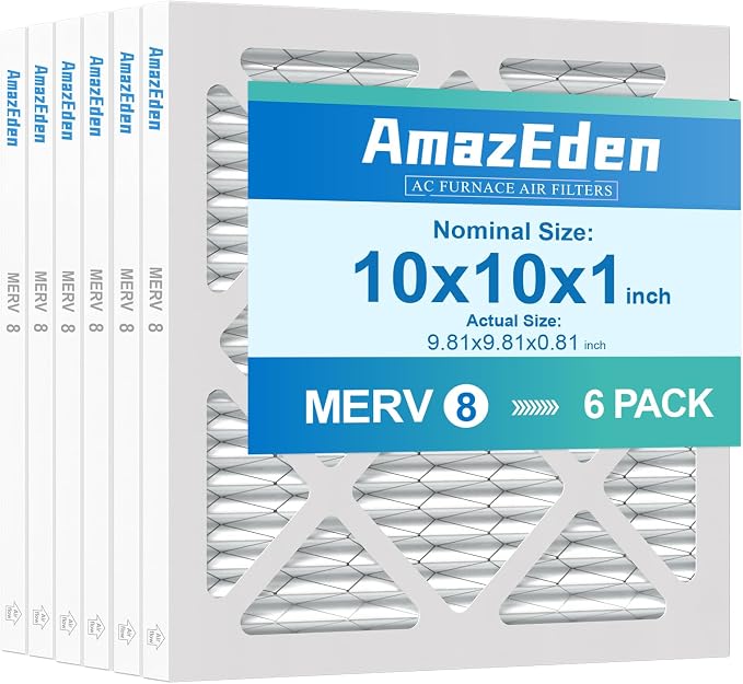 10x10x1 AC Air Filter MERV 8 MPR 600 FPR 5 HVAC Furnace Pleated Filters Dust by AmazEden