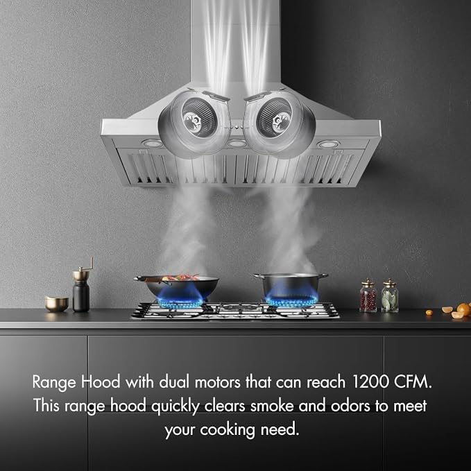 VAV Upgraded 48 inch Wall Mount Range Hood Vent Convertible Dual Motors 1500CFM - Image 3